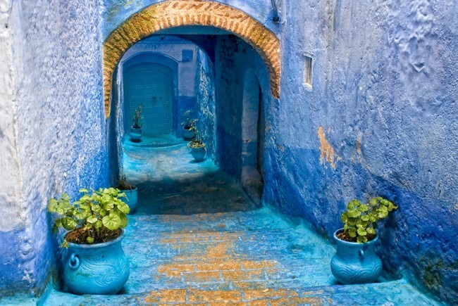 睡前洗眼，蔚蓝色的摩洛哥老城Chefchaouen。