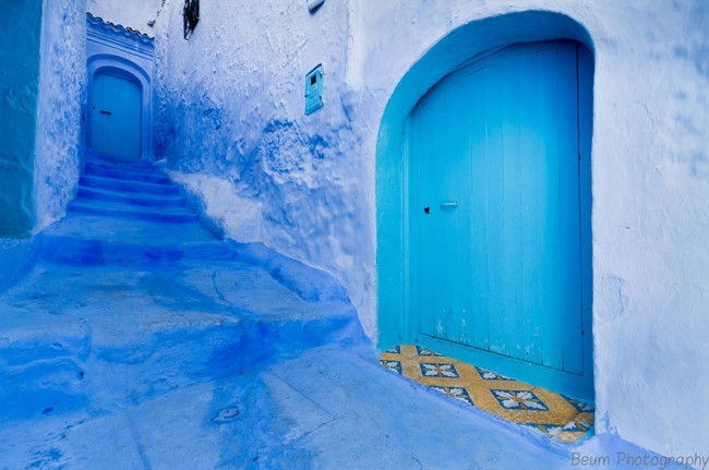 睡前洗眼，蔚蓝色的摩洛哥老城Chefchaouen。